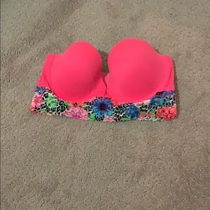 Pink strapless Victoria’s Secret bra